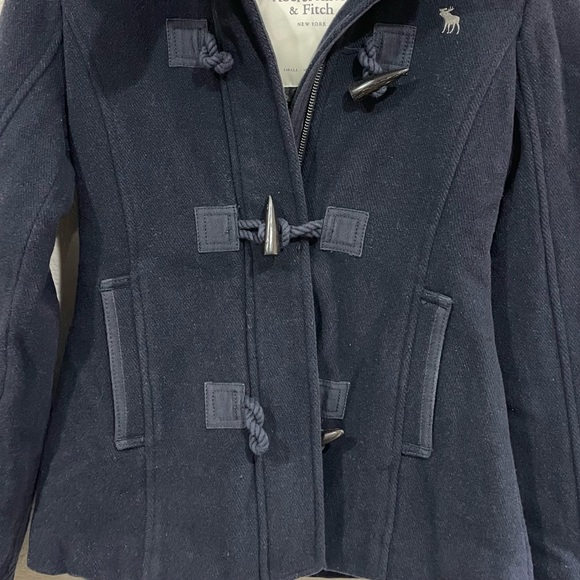 ABERCROMBIE & FITCH Navy Blue Wool Blend Toggle Jacket Womens Small - Picture 4 of 11